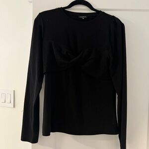 Dynamite Black Twist Front Blouse